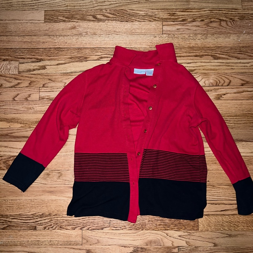 red and black sweater